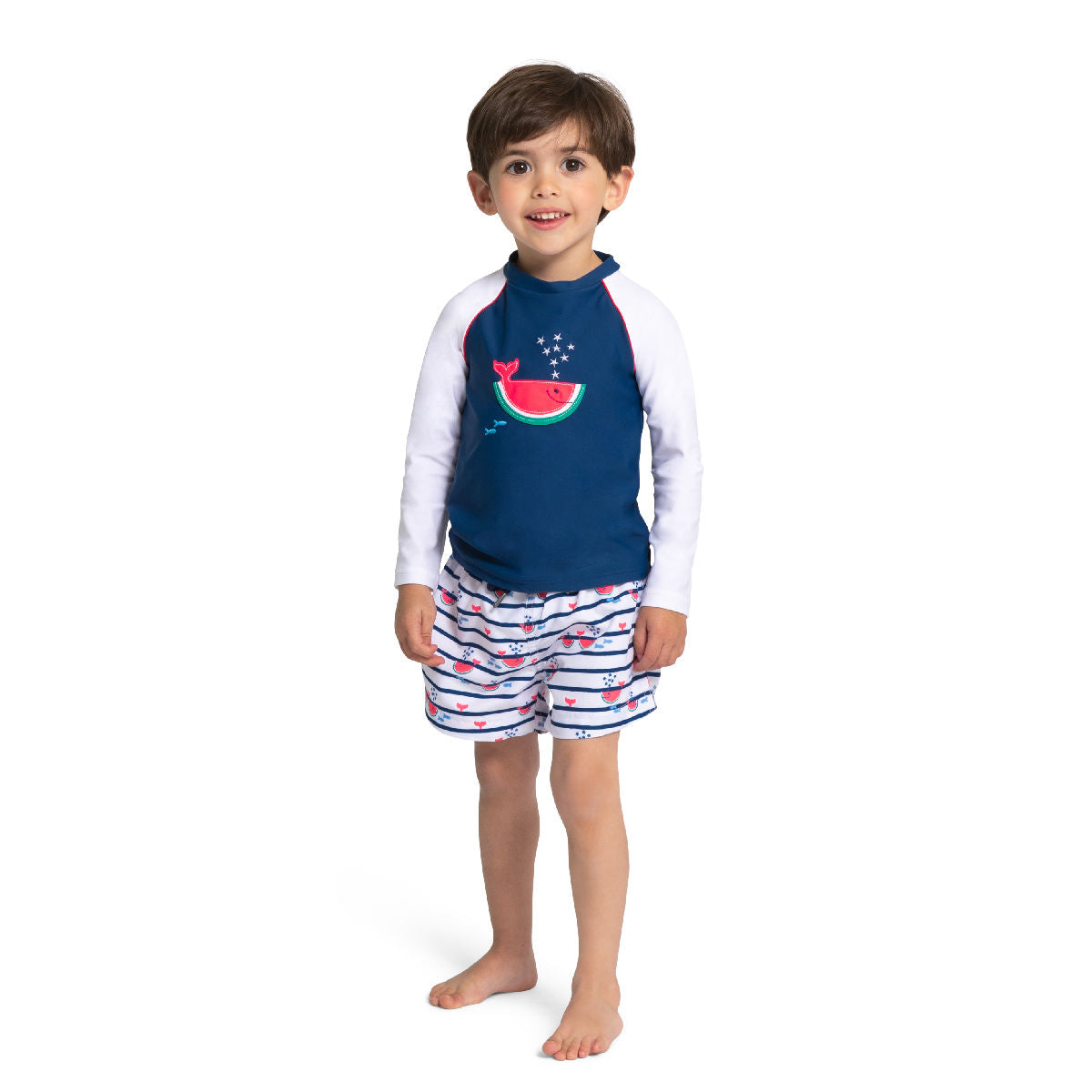 SUNUVA NAVY WATERMELON WHALE LONG SLEEVE RASH VEST