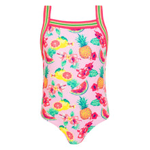 Load image into Gallery viewer, Sunuva Girls Pink Aloha Fruit Glitter Trim Swimsuit