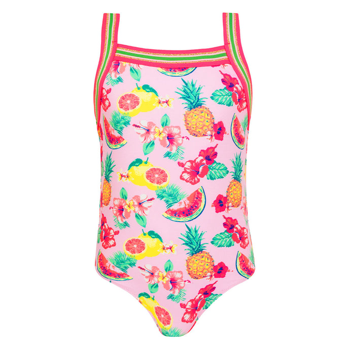 Sunuva Girls Pink Aloha Fruit Glitter Trim Swimsuit