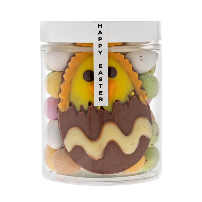 Candyhouse Jam Jar of Chocolate Chick & Speckled Eggs