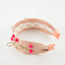 Load image into Gallery viewer, Cherries headband made with raffia for kids/children from meri meri